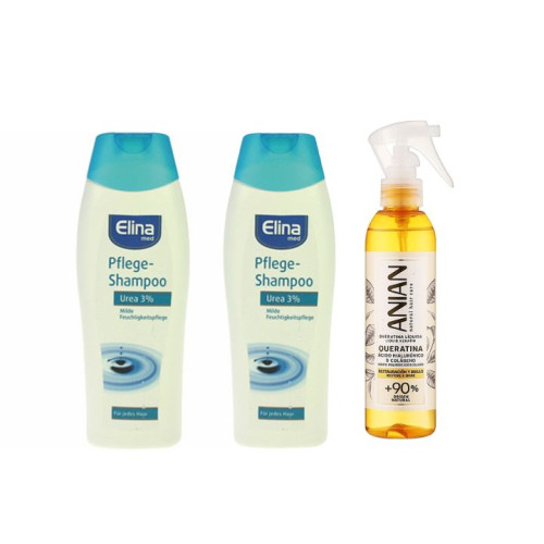 سيت شامبو يوريا مع بخاخ أنيان كيراتين وهيالورونيك (3 قطع) Urea 3% Care Shampoo (2pcs) with ANIAN Liquid Keratin & Hyaluronic Spray 3 Pcs
