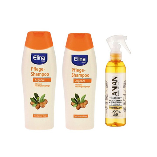 سيت شامبو الارغان قطعتين مع بخاخ أنيان كيراتين وهيالورونيك (3قطع) Argan Oil Care Shampoo (2pcs) with ANIAN Liquid Keratin & Hyaluronic Spray