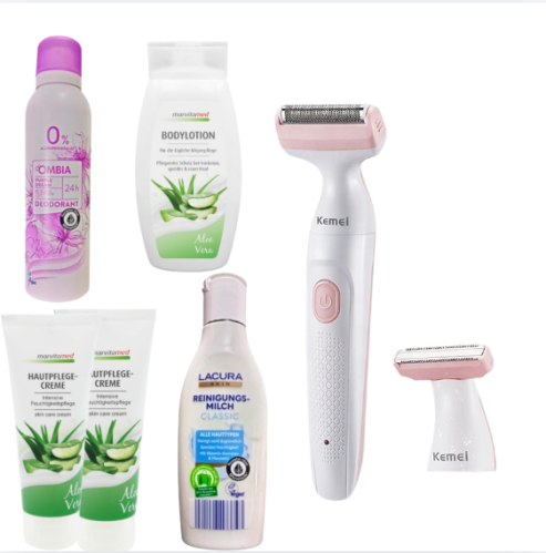 مجموعة عناية شخصية وإزالة شعر- 6 قطع Hair Remover & Aloe Skincare Set- 6 pcs