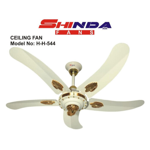 مروحة سقفية 5 ريش لون أبيض Ceiling fan with 5 blades, white color