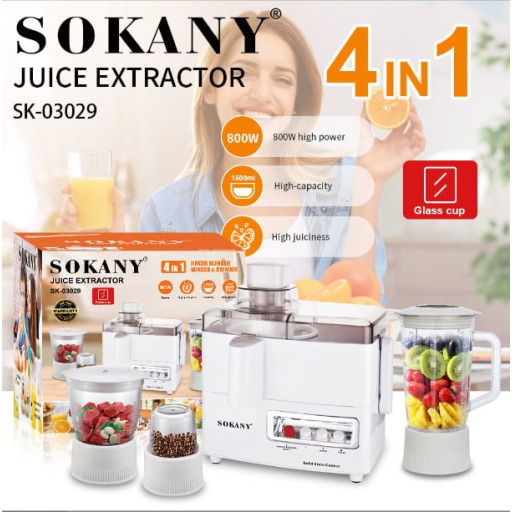 محضرة طعام – 800 واط 1.5 لتر 4 في 1 Sokany Food Processor – 800W 1.5L 4-in-1 SK-03029