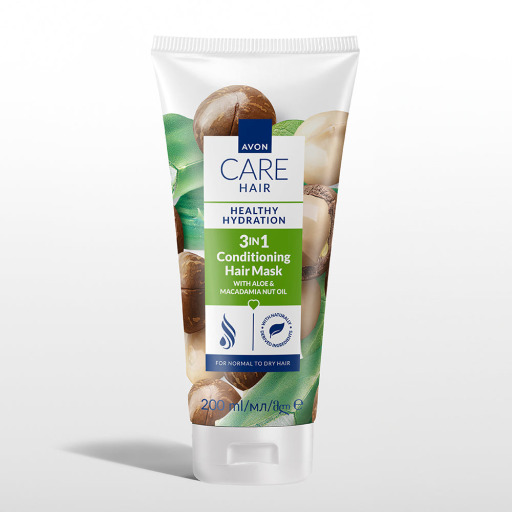 ماسك أفون للشعر 3 في 1 بالصبار وزيت المكاديميا 200 مل Avon Hair Care 3-in-1 Hair Mask with Aloe & Macadamia Oil 200ml