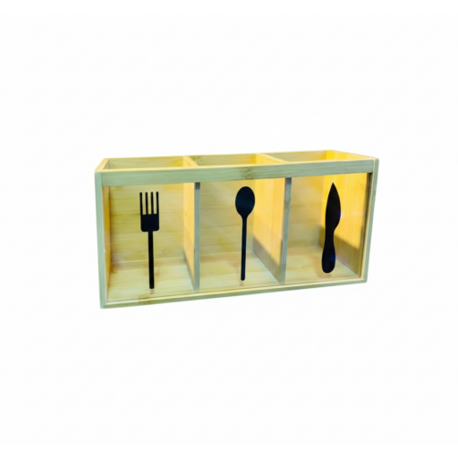 حاملة ملاعق وشوك وسكاكين خشبي Wooden spoon, fork, and knife holder
