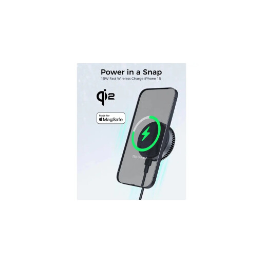 شاحن أوكي مغناطيسي لاسلكي مع نظام تبريد نشط، لون رمادي Aukey Magnetic Wireless Charger With Active Cooling-Gray