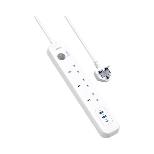 شريط تمديد طاقة أنكر 3 مخارج تيار + 2 USB-A + 1 USB-C بقوة 30 واط Anker PowerExtend 3AC 2A 1C 30W Strip White (سيار كهرباء)