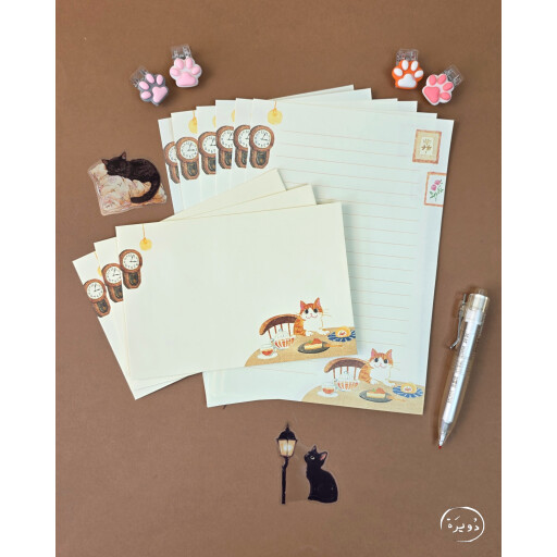 سيت ظروف قطط مع ورق Cat Envelope Set with Paper