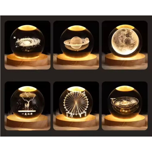مصباح كرة كريستال ثلاثي الأبعاد 3D Crystal Ball Night Light