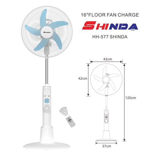 مروحة شحن عامودي 16 انج تحكم عن بعد Rechargeable 16-inch Standing Fan with Remote Control
