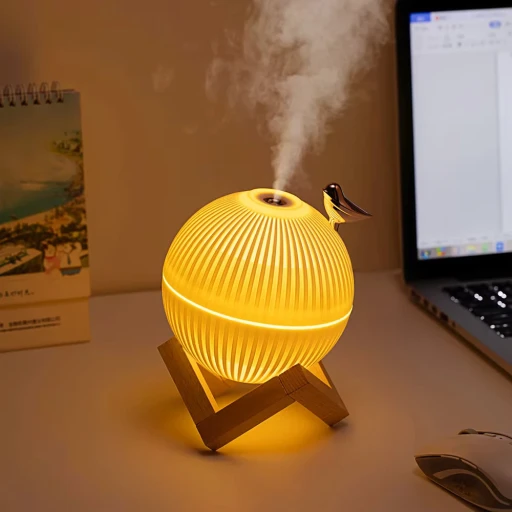 مرطب هواء LED لارك - سعة 330 مل - سعة 12 سم - أبيض The LED Lark Humidifier - 330ml - 12 cm Size - White