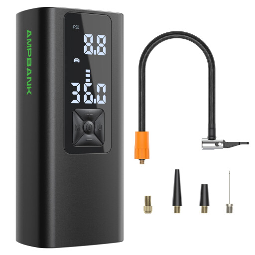 منفاخ إطارات شحن ببطارية 6000mAh وشاشة Rechargeable tire inflator with 6000mAh battery and screen