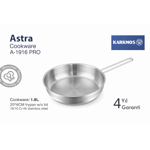 مقلاة ستانلس ستيل أسترا 20 سم Astra Stainless Steel Frypan A-1916 PRO (20 cm)