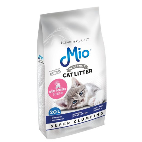 رمل قطط ميو برائحة بودرة الاطفال - 20 لتر Mio Cat Litter - Baby Powder Scent - 20L