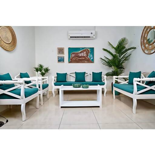 سيت كرويتات خشبي ابيض White wooden chair set