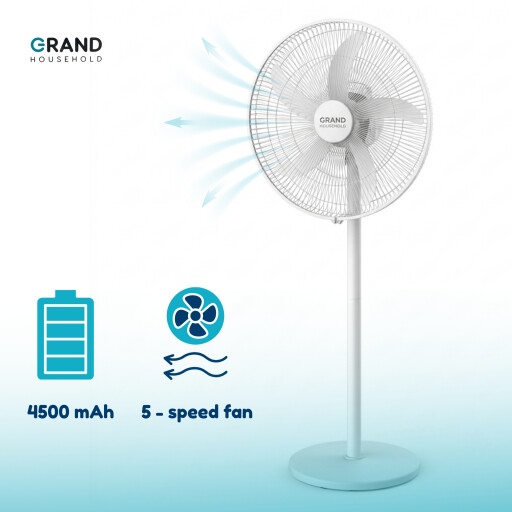 مروحة شحن عمودية كلاسيكية حجم 18 انج ببطارية ليثيوم كبيرة Classic vertical charging fan