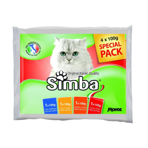 عبوة متعددة من طعام قطط رطب سيمبا – 4 × 100 غرام Simba Multipack Wet Cat Food – 4 × 100 g