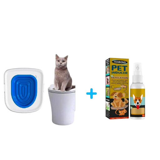 مرحاض تدريب القطط + رذاذ تدريب استخدام المرحاض Toilet Trainer + Toilet Training Spray