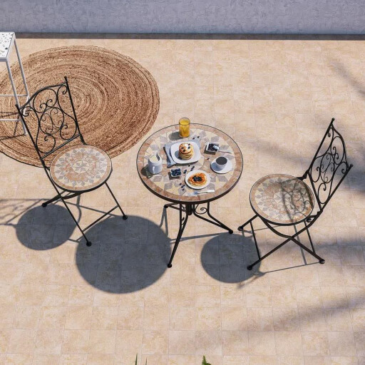 طقم كراسي + طبلة iron chair mosaic set
