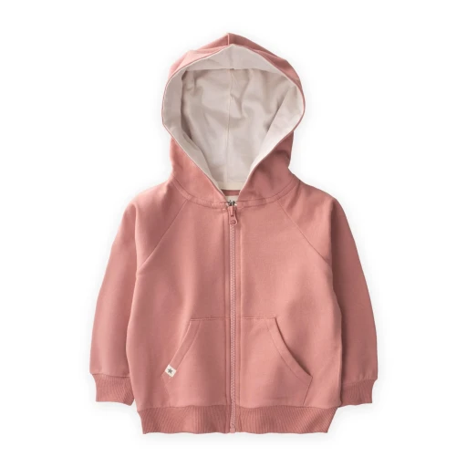 جاكيت بغطاء رأس وسحاب للأطفال 1-14 سنة - لون وردي مجفف Kids' Hooded Zipper Cardigan 1-14 Years - Dried Rose