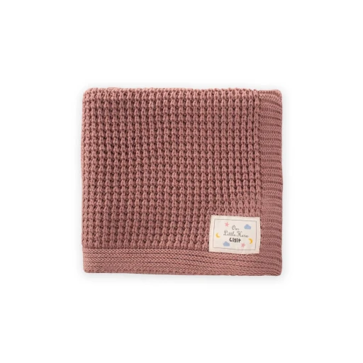 Selanik Triko Baby Blanket 80x100 cm - Dried Rose