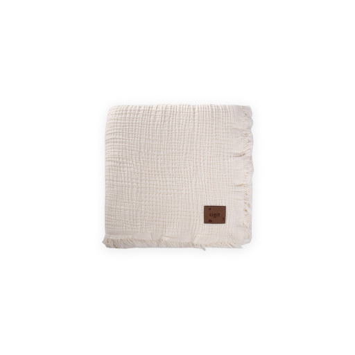 غطاء سرير موسلين 4 طبقات 200x220 سم - لون إيكرو Muslin Four-Layer Bedspread 200x220 Cm - Ecru