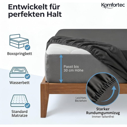 كومفورتك مفرش سرير قطني 90x200 - اسود Komfortec Cotton Bedspread 90x200 - Black