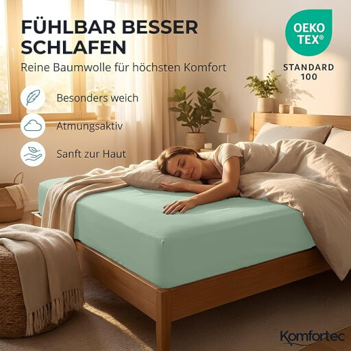 كومفورتك مفرش سرير قطني 200x200 - اخضر Komfortec Cotton Bedspread 200x200 - Green