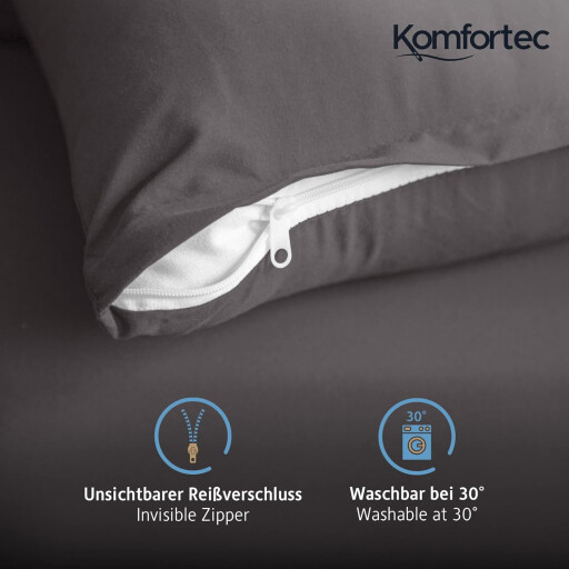 كومفورتك غطاء وسادة 40*80 - قطعتين - رمادي Komfortec Pillow Cover 40*80- 2 Piece - Grey