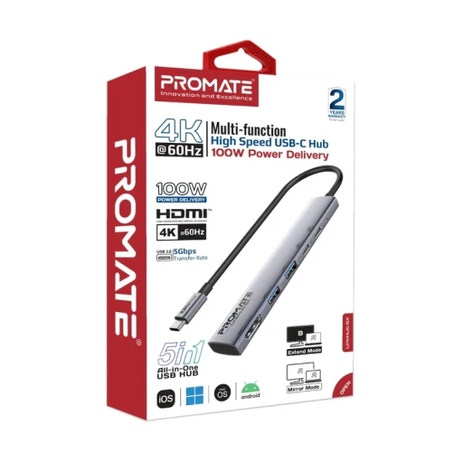 PROMATE PROMATE 5-in-1 multi-function usb-c Hub