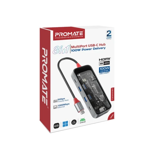 PROMATE PROMATE 8-in-1 Multiport usb-c Hub