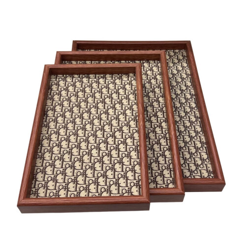 طقم صواني تقديم متعددة المقاسات للخبز والفواكه المجففة – 3 قطع بتصميم أنيق 3-Piece Multi-Size Serving Tray Set for Bread & Dried Fruits – Elegant Design