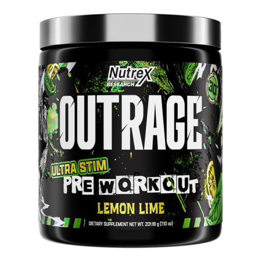 مكمل طاقة كافيين عالي ما قبل التمرين بنكهة الليمون Outrage Ultra High-Stim Pre-Workout – Lemon Lime