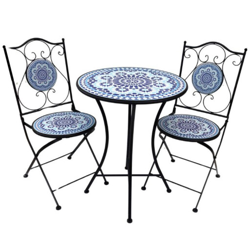 طقم كراسي + طبلة iron chair mosaic set
