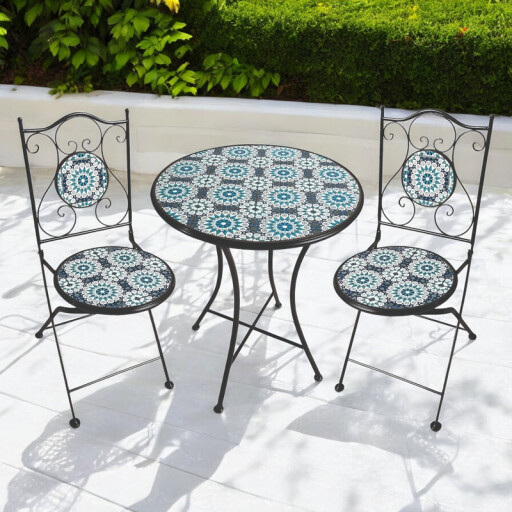 طقم كراسي + طبلة iron chair mosaic set