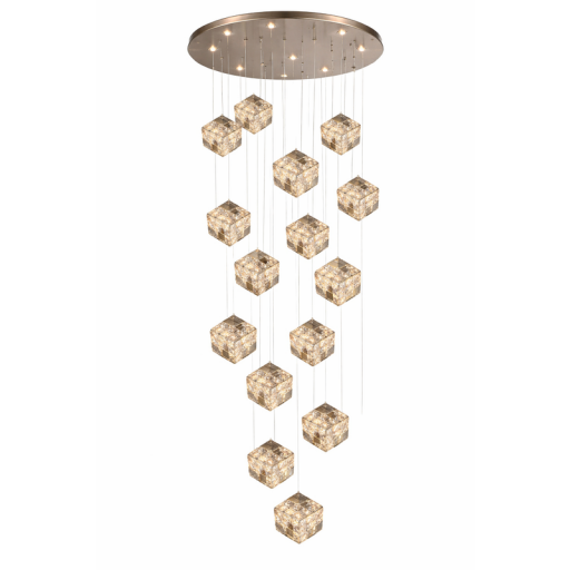 ثریا دبل فولیوم -  حجم ( نصف القطر 60سم - طول 350سم ) Double Volume Chandelier -  Size ( D6cm - H350cm )