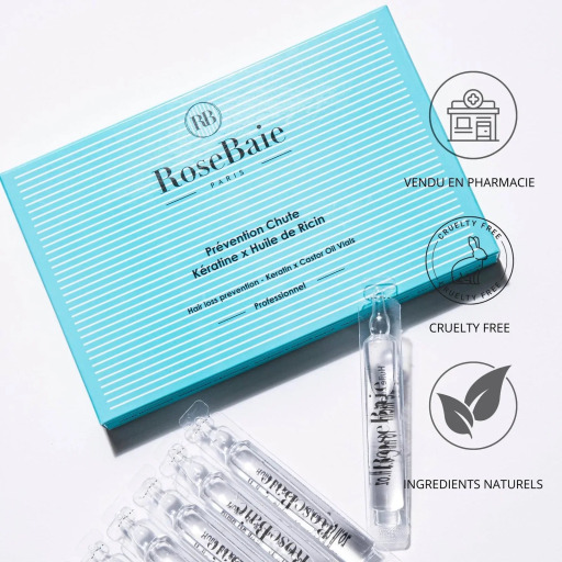 أمبولات مكافحة تساقط الشعر بالكيراتين وزيت الخروع – 10 أمبولات Anti-Hair Loss Keratin Castor Oil Ampoules – 10 Single-Dose Vials