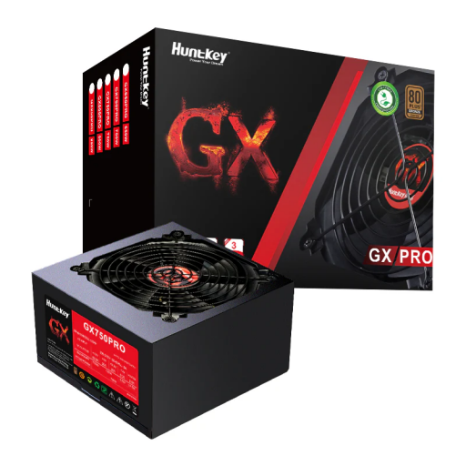 باور سبلاي هانت كي (Huntkey) موديل GX750 PRO بقوة 750 واط برونزي أسود Huntkey GX750 PRO 750W 80 Plus Bronze Power Supply - Black Edition
