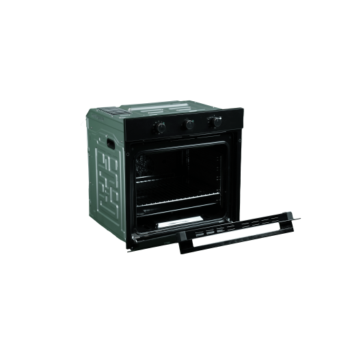 فرن غازي قياس 60*60 حجم 80  لتر  5 وظيفة 80L Built-in Full Gas Oven with Mechanical Control – Black Glass Design