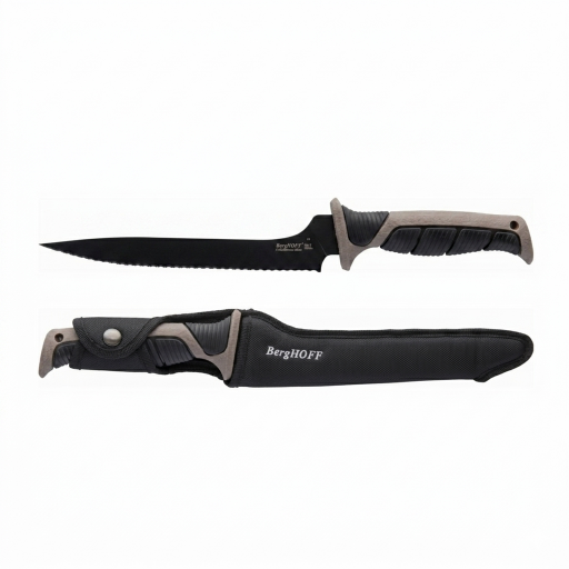 سكين سمك احترافي مرن مسنن 23 سم مع محفظة حماية 23cm Professional Flexible Serrated Fish Knife with Protective Case