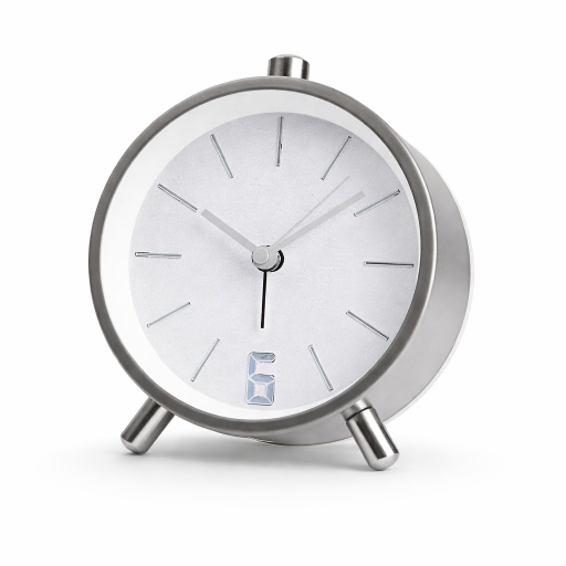 ساعة منبه دائرية صامتة تصميم أنيق كلاسيكي عصري Silent round alarm clock, elegant classic modern design