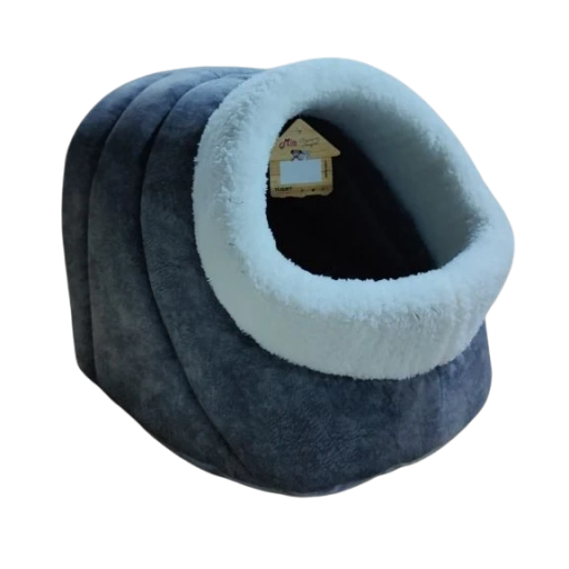 سرير حيوانات أليفة "كوخ" مخملي Plush Pet Cave Bed