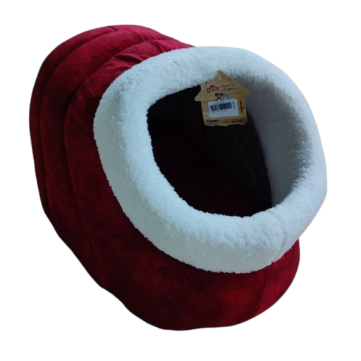 سرير حيوانات أليفة "كوخ" مخملي Plush Pet Cave Bed