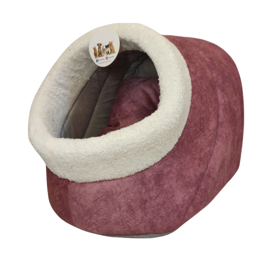 سرير حيوانات أليفة "كوخ" مخملي Plush Pet Cave Bed