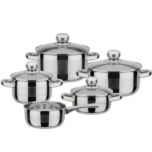 طقم أواني طهي سيلفر ستار 5 قطعات Steel Cookware Set Silver Star 5 Piece