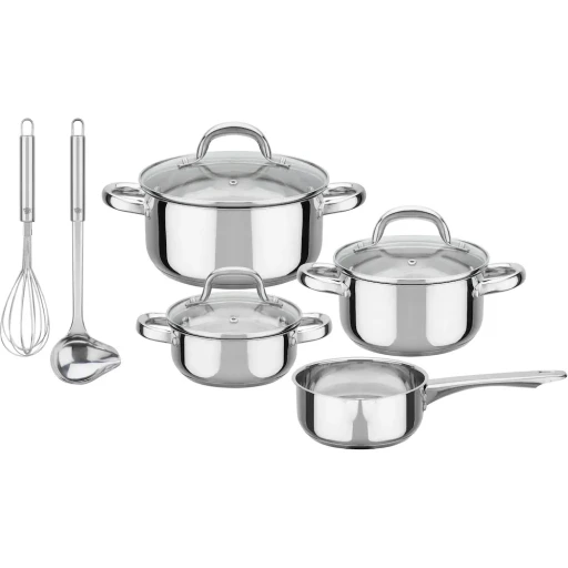 طقم أواني طهي ستيل 9 قطعات Steel Cookware Set 9 Piece