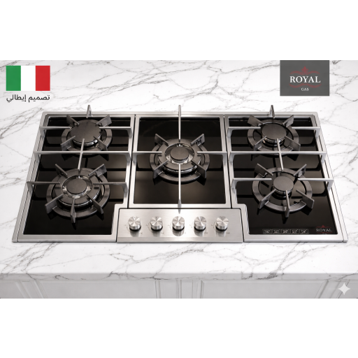 طباخ رويال جاز  بلتن المتطور 60*90 زجاج اسود تصميم ايطالي Cooker RoyalGas60*90