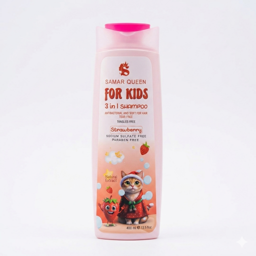 شامبو أطفال فراولة 3 في 1 تنظيف وترطيب بدون دموع Strawberry Baby Shampoo 3 in 1 Cleansing and Moisturizing without Tears