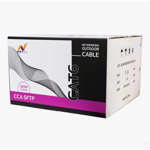 كيبل شبكة خارجي NX-CCA CAT6 SFTP بطول 305 متر NX CCA Outdoor CAT6 SFTP Network Cable 305M