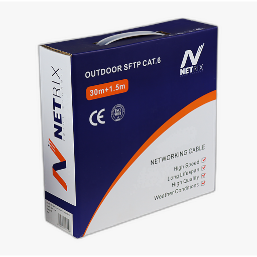 كابل شبكة خارجي CAT6 SFTP بطول 30 متر + 1.5 مم NX-SFTP-CAT6 - 30m + 1.5mm - Outdoor Network Cable