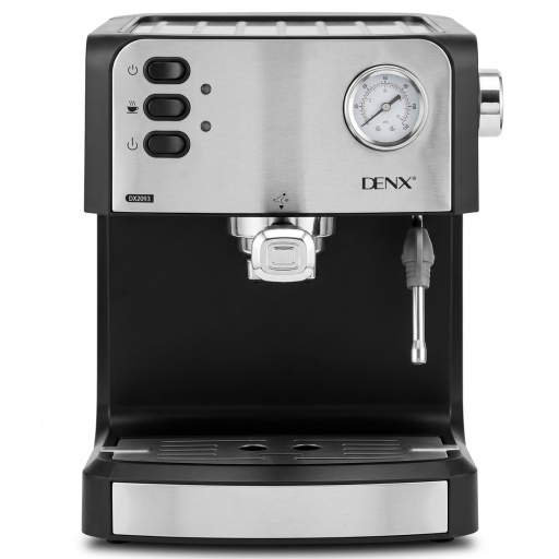 ماكينة قهوة اسبريسو دينكس ضغط 15 بار مع صانعة رغوة الحليب وأزرار فورية  – 1.5 لتر DENX Coffee Machine 15-Bar Espresso Maker with Milk Frother, Button Panel & Auto Brew System – 1.5L