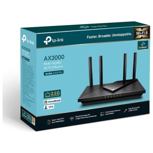 راوتر تي بي لينك آرتشر AX55 برو TP-Link Archer AX55 Pro Wi-Fi 6 Router Gaming OneMesh